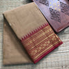 Handwoven Kanchi Cotton|Body Butta|Muted Kakhy |Temple Border