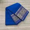 Handwoven Kanchi Cotton|Body Plain|Blue with Purple Line Border