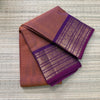 Handwoven Kanchi Cotton|Body Plain|Muted Copper Dual Shade with Purple Border