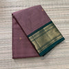 Handwoven Kanchi Cotton|Body Butta|Dusty Top Grey with Green Border