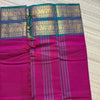 Handwoven Kanchi Cotton|Body Plain|Magenta with Green Dual Shade|Broad Border