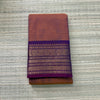 Handwoven Kanchi Cotton|Body Plain|Muted Copper Dual Shade with Purple Border