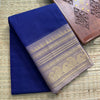 Handwoven Kanchi Cotton|Body Plain| Blue & Dusty Cream | Dual shade Border