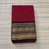 Handwoven Kanchi Cotton|Body Plain|Deep Red with Black Border