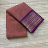 Handwoven Kanchi Cotton|Body Plain|Muted Copper Dual Shade with Purple Border