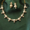 Pearl necklace with AD stone leaf