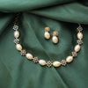 Pearl necklace with AD stone flora