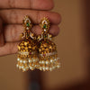 GOLD jhumka wIth stone and pearl
