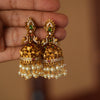 GOLD jhumka wIth stone and pearl