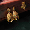 Floral Mayuri jhumka red & green GUL-031 - gulnoorbymalavika
