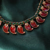 Red Palakka mala with earring GUL-077 - gulnoorbymalavika