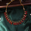 Red Palakka mala with earring GUL-077 - gulnoorbymalavika