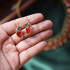 Red Palakka mala with earring GUL-077 - gulnoorbymalavika